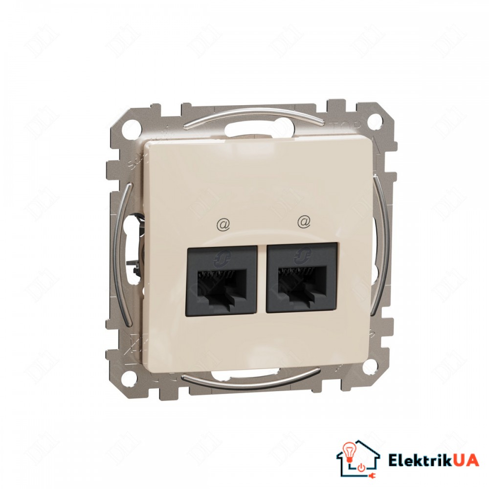 Розетка комп'ютерна 2-на UTP Cat5e Schneider Electric Sedna Design Бежевий SDD112452